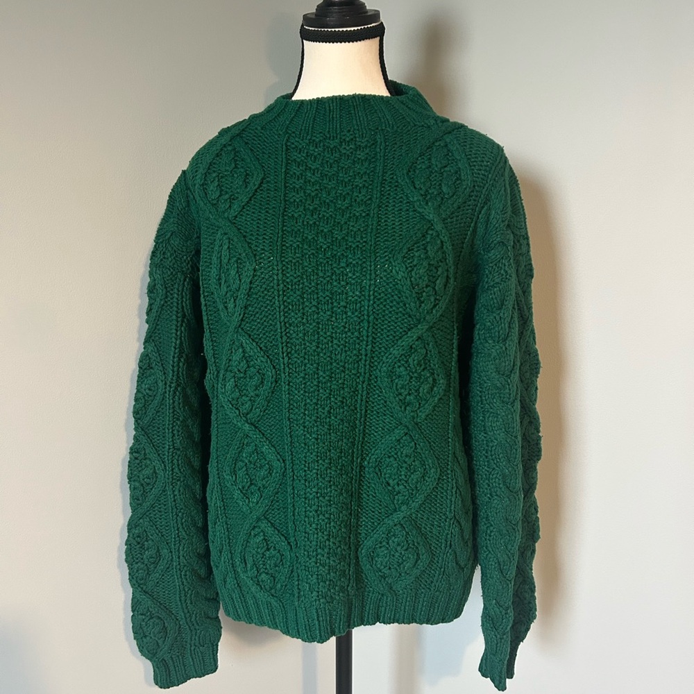 Vintage Karuba Emerald Green Chunky Cable Knit Sweater - Size Small